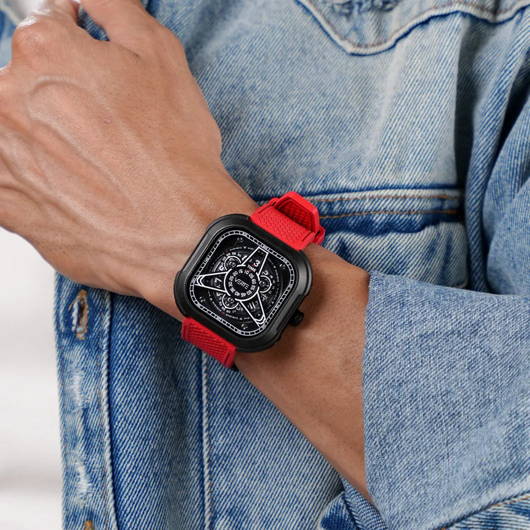 Crimson Red Grid Strap