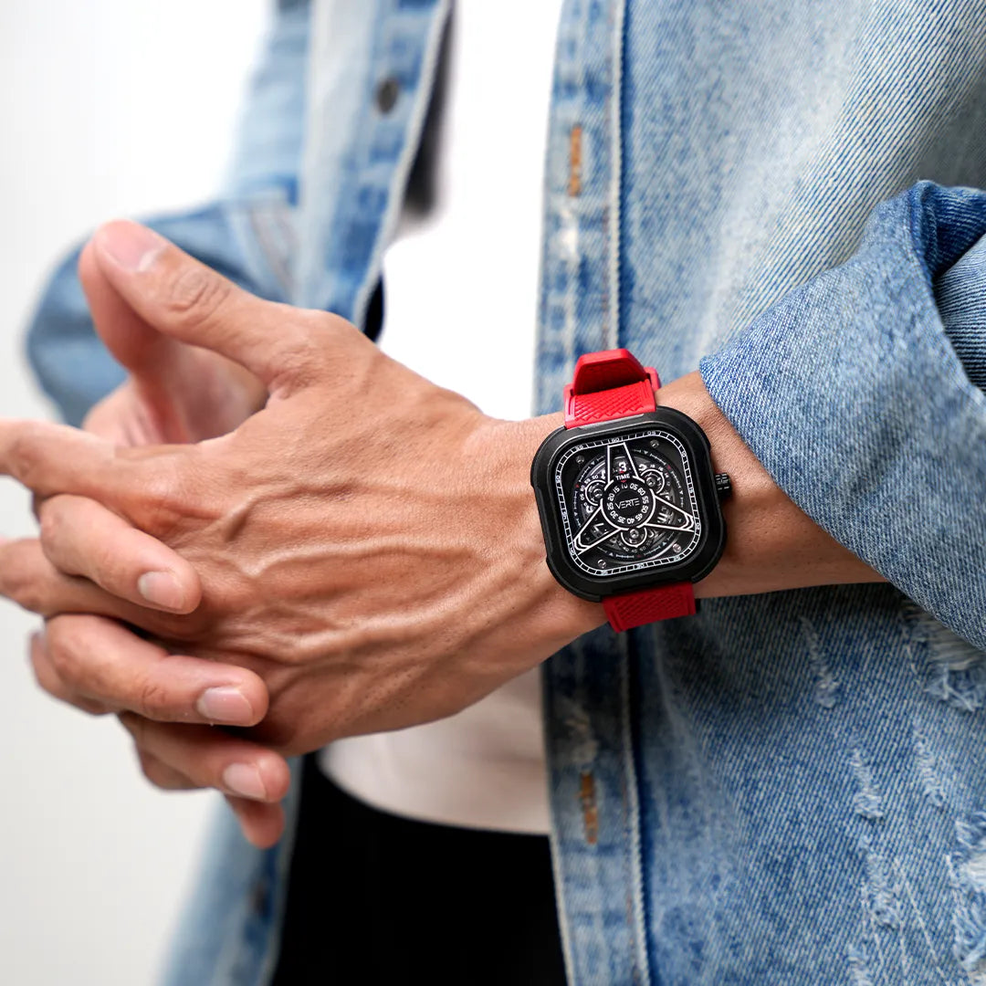 Crimson Red Grid Strap