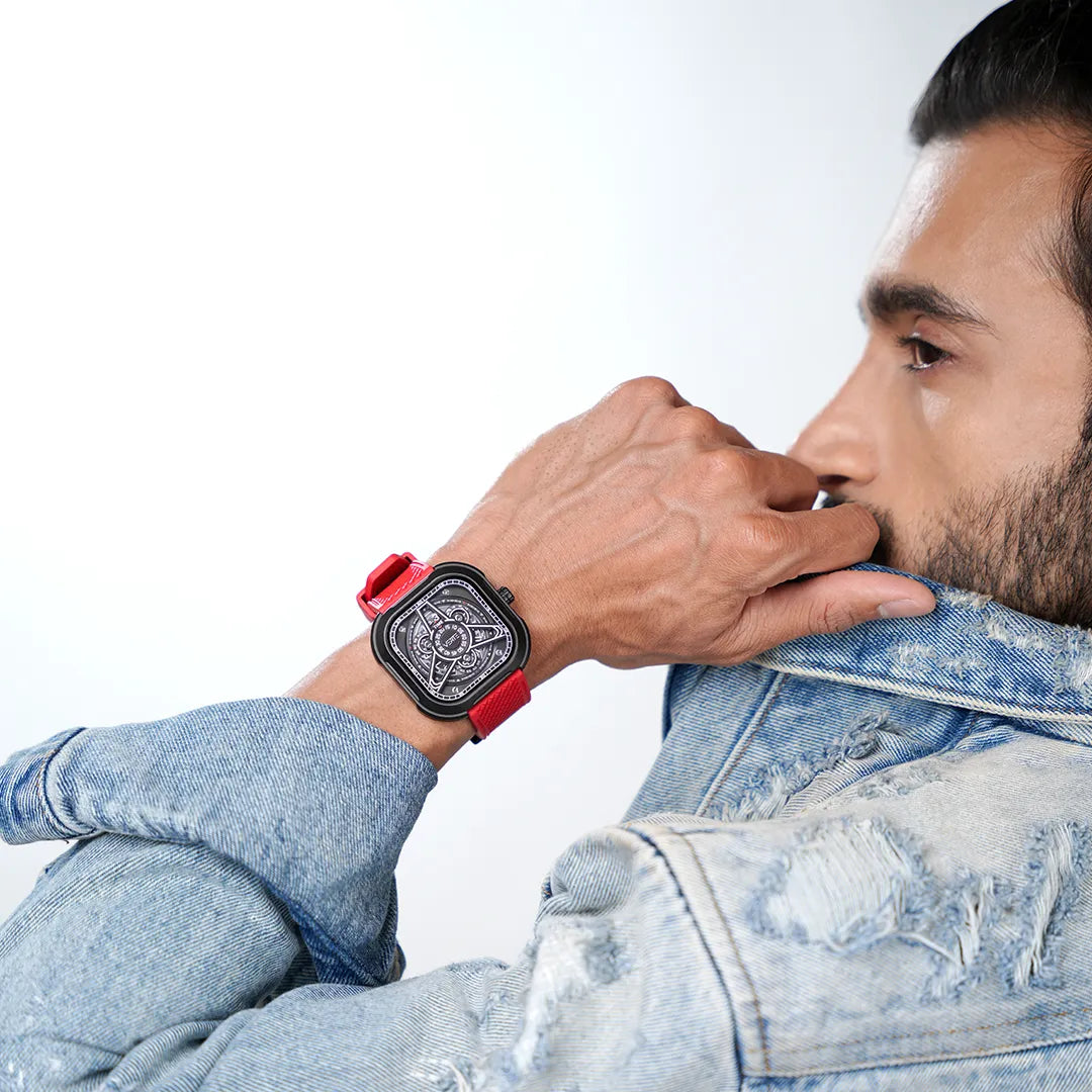 Crimson Red Grid Strap